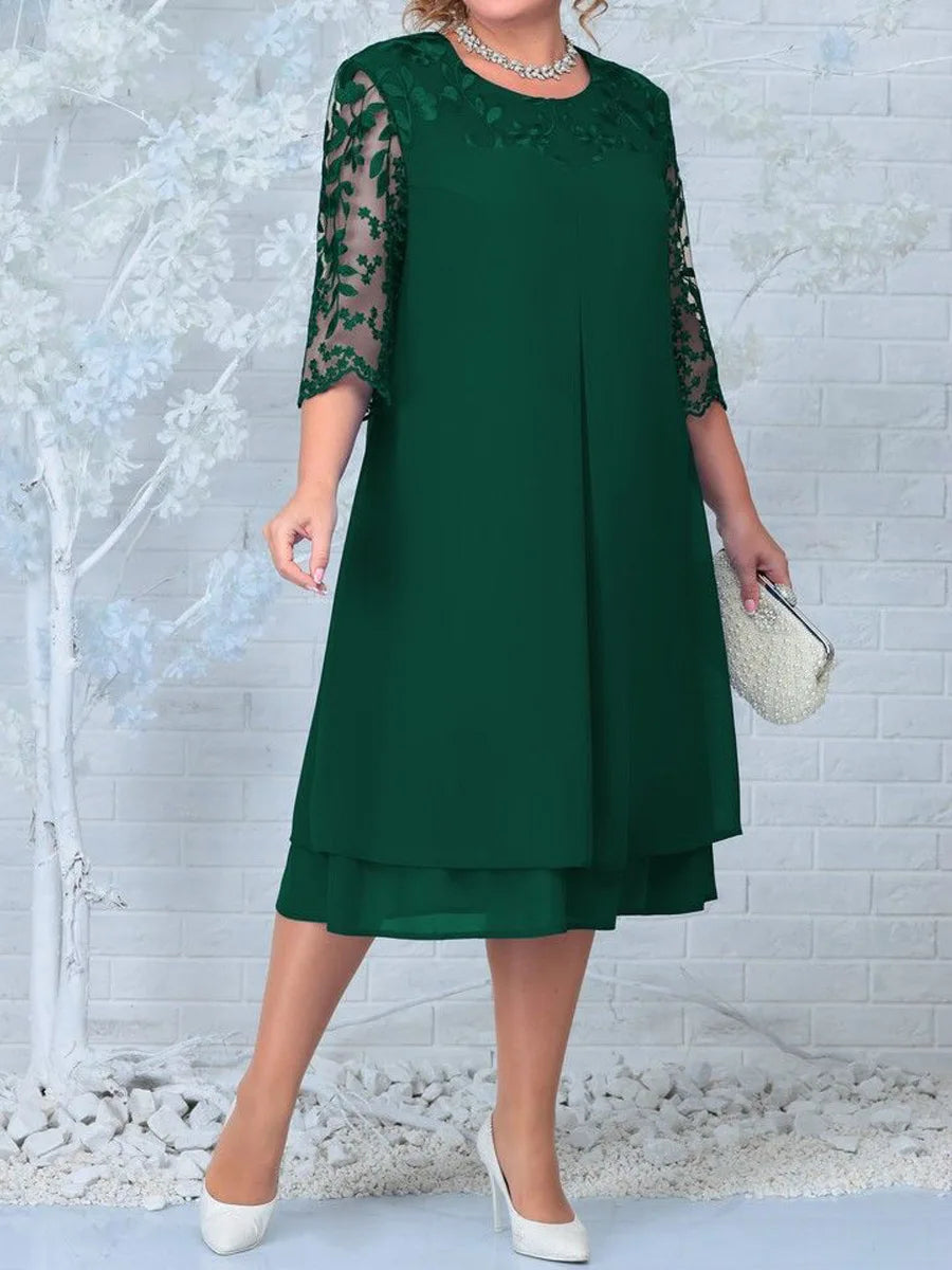 Plus Size Dresses For Women Elegant Embroidery Chiffon Prom Formal Wedding Evening Party Banquet Prom Women Clothing Vestidos