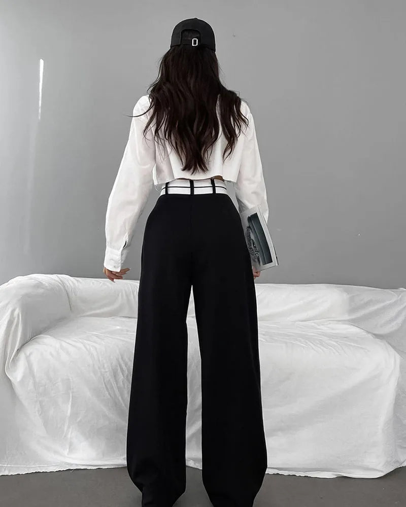Women Pants Casual Wide Leg Pants for Women Black Suit Pants Office Lady Straight Pants High Waist Trousers Women Clothes Outfit