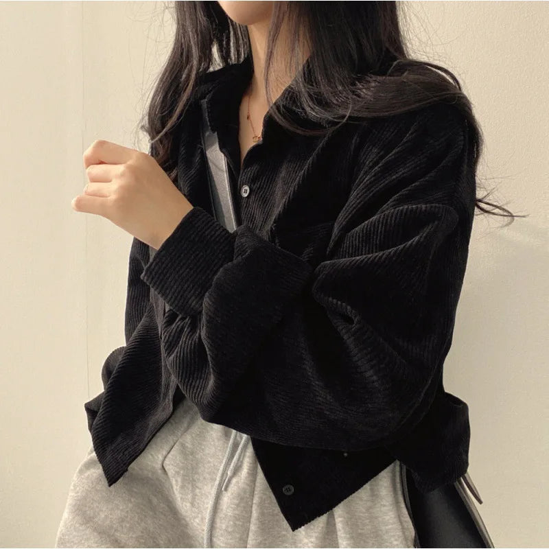 Women Coats Jackets Turn Down Collar Casual Loose Full Sleeve Coat Y2k Streetwear Jacket Work Outerwear Autumn Winter 2025