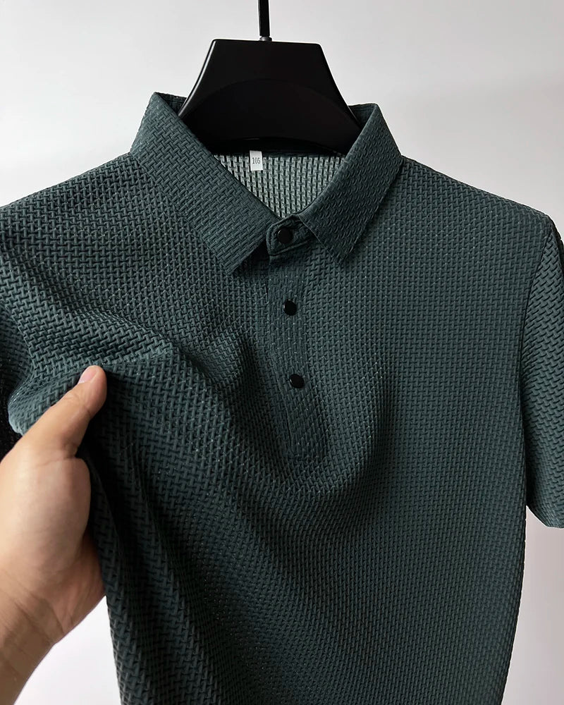 Summer Short Sleeve Polo Shirts Men Turn-Down Collar Anti-Wrinkle Solid Polos Tops Breathable Male Business Casual Tees Tshirts