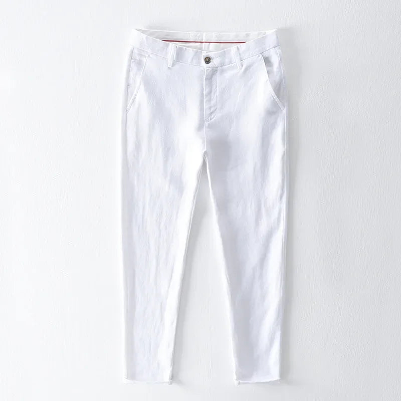 Top Selling Product In 2023 Spring Summer New Fashion 100% Linen Casual Pants Men Clothing Loose Straight Oversize Trousers