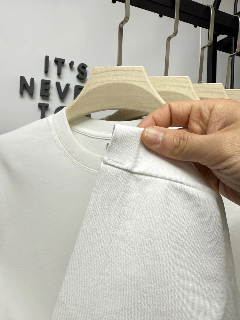 Men's short sleeved T-shirt 2025 summer hot item solid color round neck high-quality simple trendy casual base shirt for men top