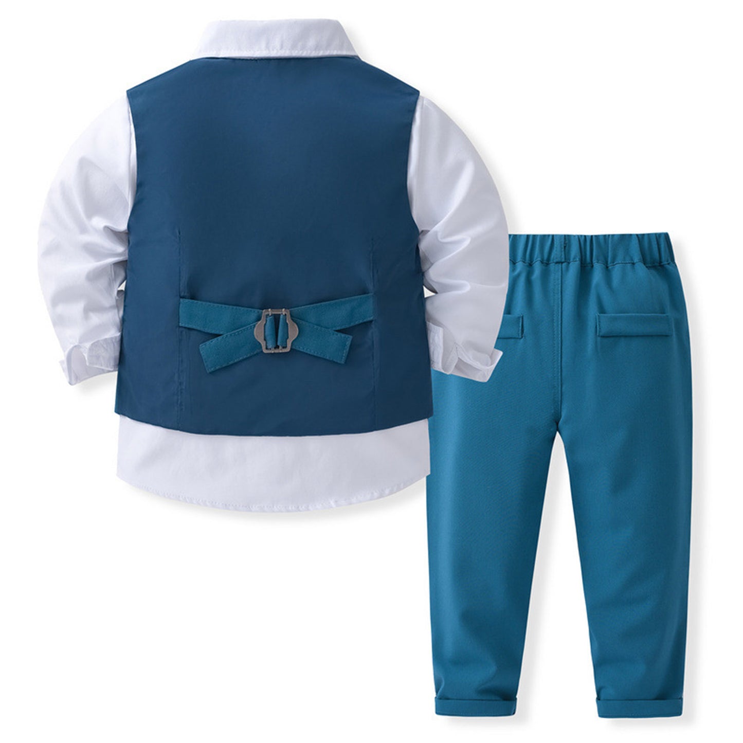 Boys Suits Gentleman Tuxedo Bow Tie Shirt Suit Vest Pants 4 Pcs Chic Toddler Baby Clothes Gentleman Outfit for Baptism Birthday