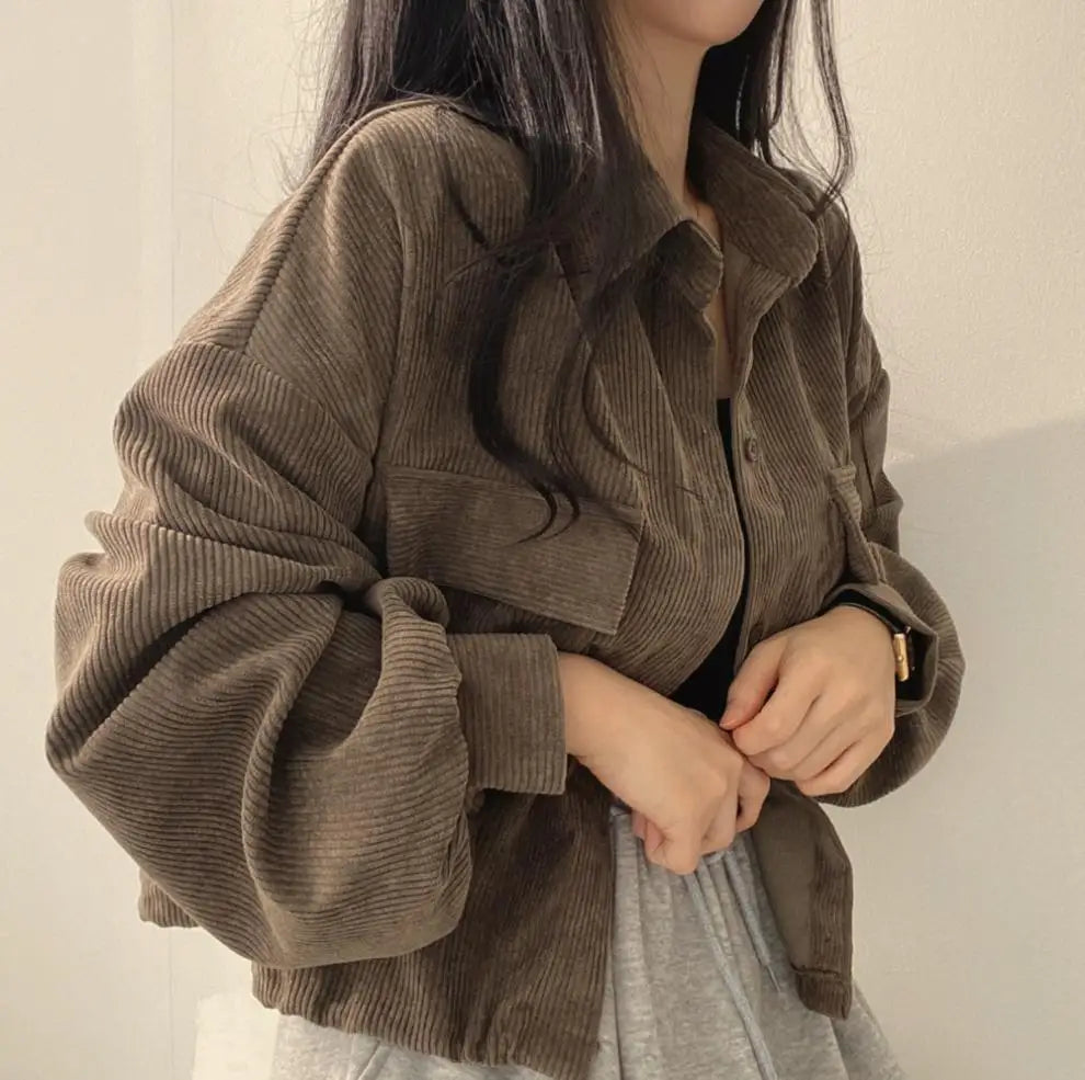 Women Coats Jackets Turn Down Collar Casual Loose Full Sleeve Coat Y2k Streetwear Jacket Work Outerwear Autumn Winter 2025