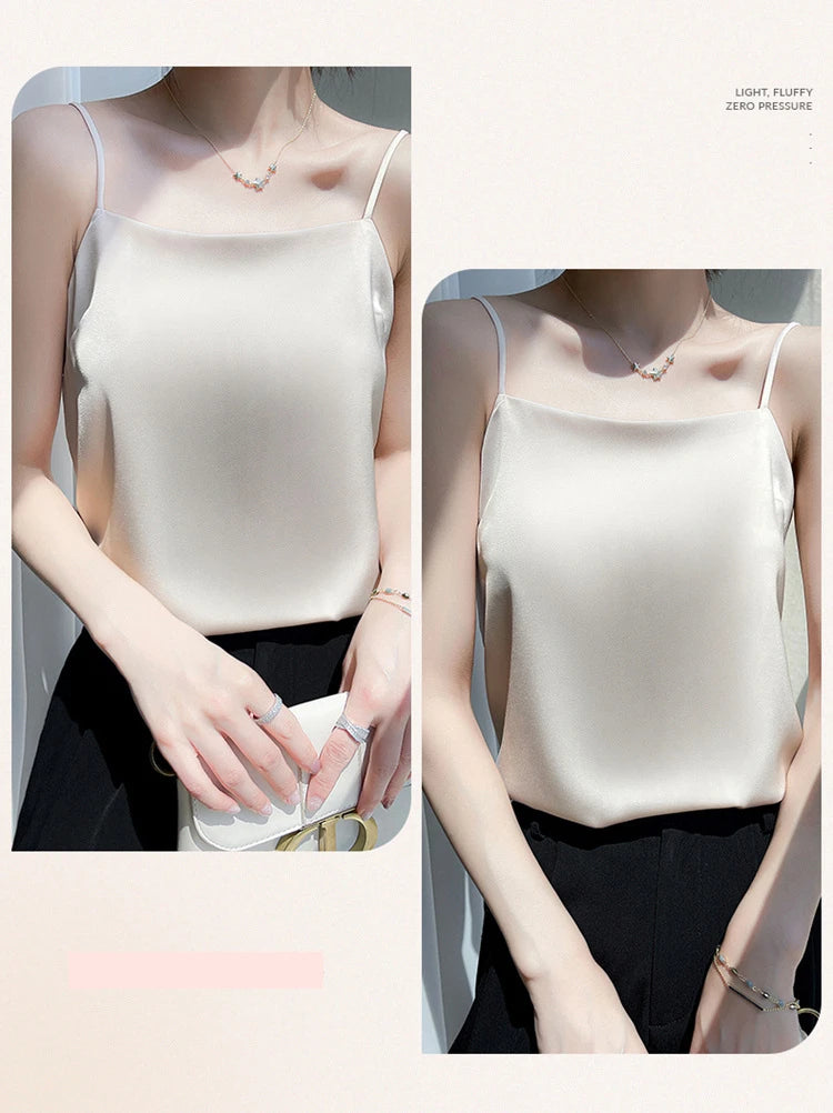 summer new base outside to wear a high-grade sense of solid color everything temperament elegant French sling female