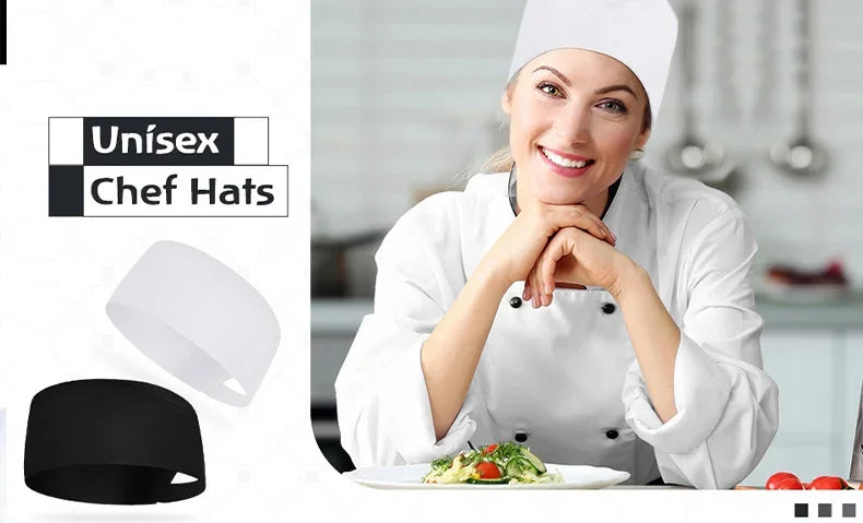 Chef Hats for Men Women Chef Beanie Cook Caps for Japanese Korean Style Cuisine Hats Thick Thin Net Flat Cap for Sushi Waiter