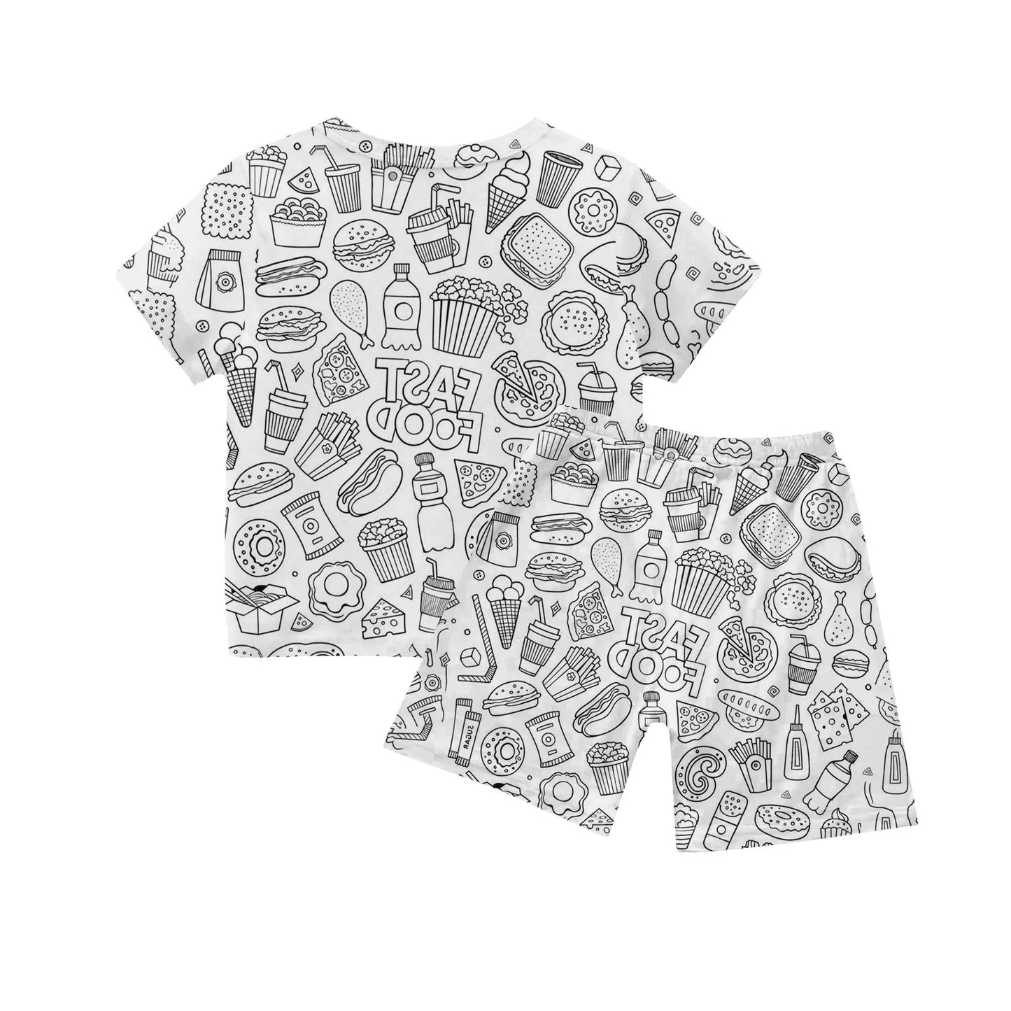 Children's Pajama Party DIY Graffiti Simple Drawing Home Clothes Colorable Two Piece Pajama Set Kids DIY Coloring Clothing