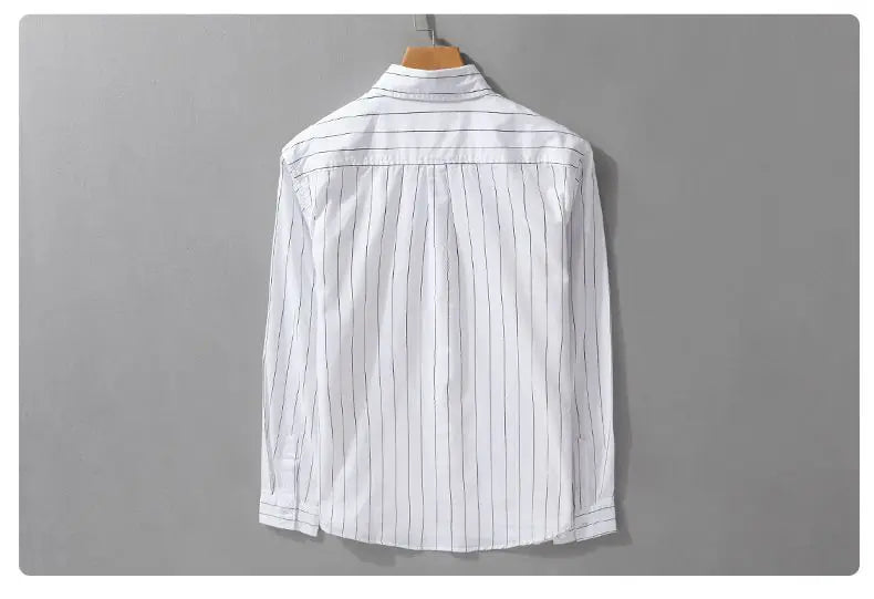 Polo Neck Striped Plus Size High Street Blouse Men's Spring Autumn Ong Sleeve Loose Fashion Shirt Tops Trend Korean Men Clothing