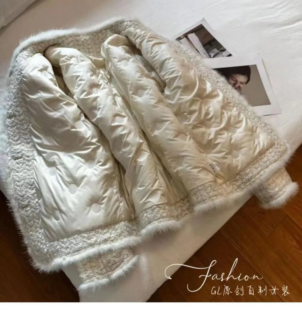 Women Coats Round Neck Full Sleeve Lamb Wool Jackets Single Breasted Slim Fit Thick Coat Open Stitch Elegant Outerwear 2024