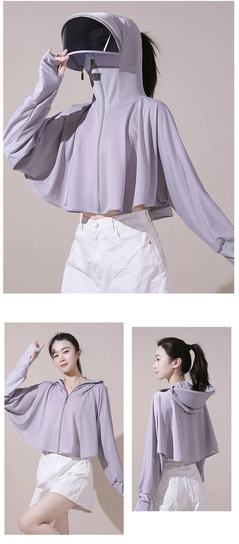 Summer Sun-protective Women's Clothing Breathable Smock Ice Silk Thin UV Protection Ladies Cloak & Cape For Women