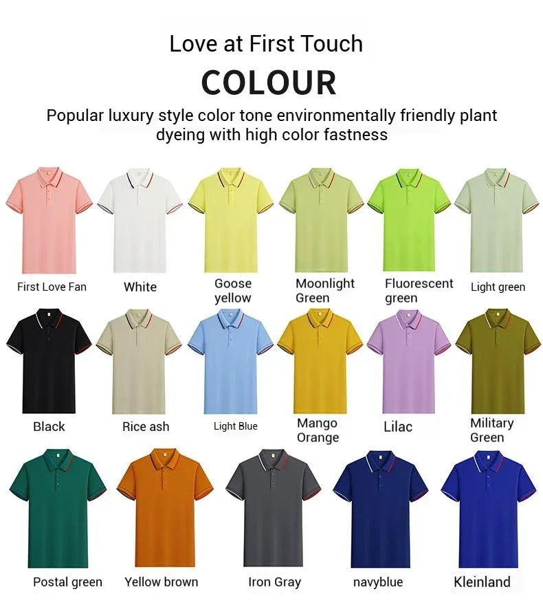 Polo Shirt Men Women Short Sleeve Casual Slim Fit Cotton Blend Top Business Casual Summer Outfit 2025 Fashion Brand T Shirts