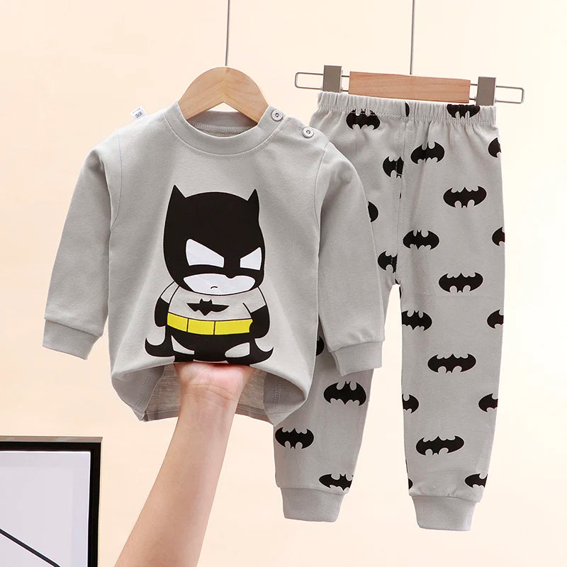 Boy Girl Pajama Set Cartoon Unicorn Long Sleeve Underwear Elastic Waist Pants Outfits for Kids Clothes Autumn Spring DS39