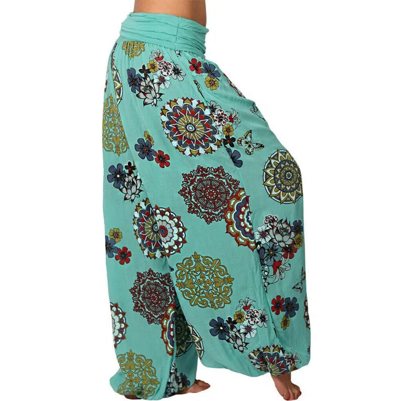 Women's Clothing Haren Pants New Digital Print Long Wide Leg Pants Retro Casual Pants Vacation Style Party Outfit