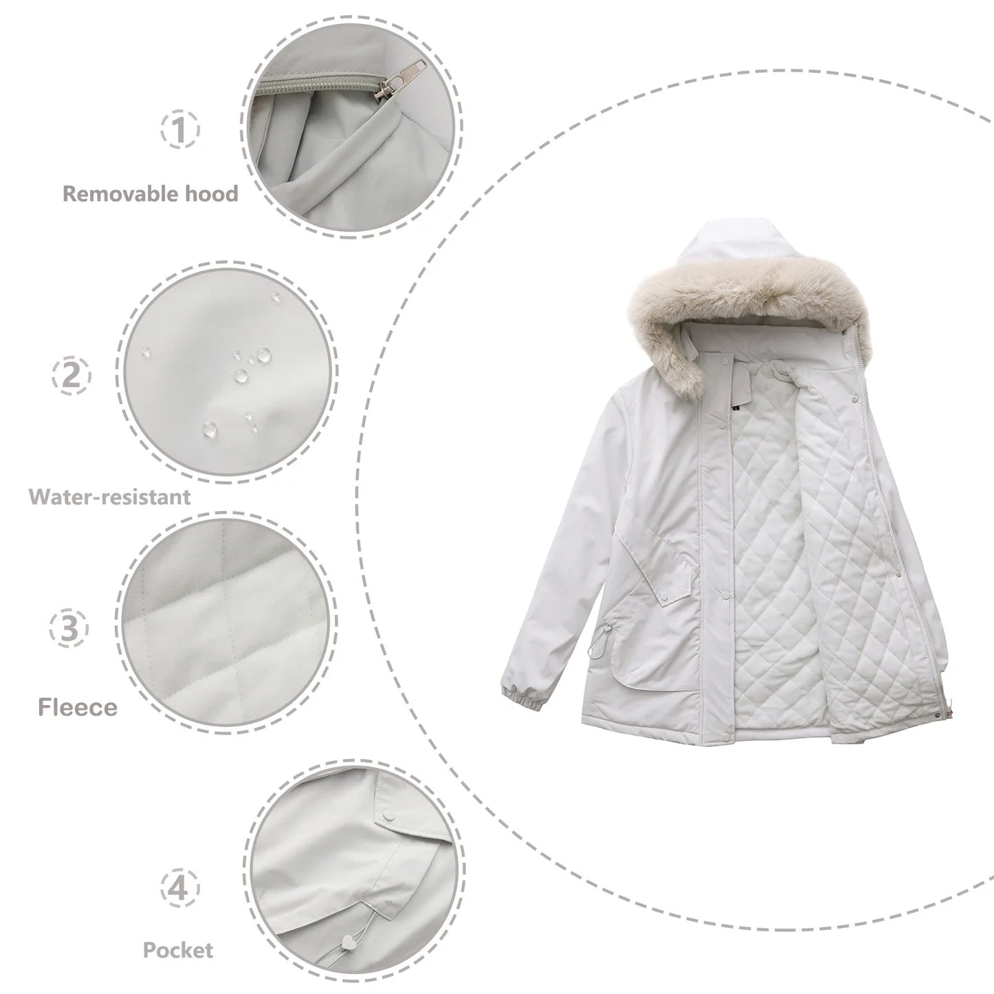 Cotton Coat Women 2025 Winter Mid-length Parka Plus Velvet Korean Style Large Fur Collar Plus Velvet Coat