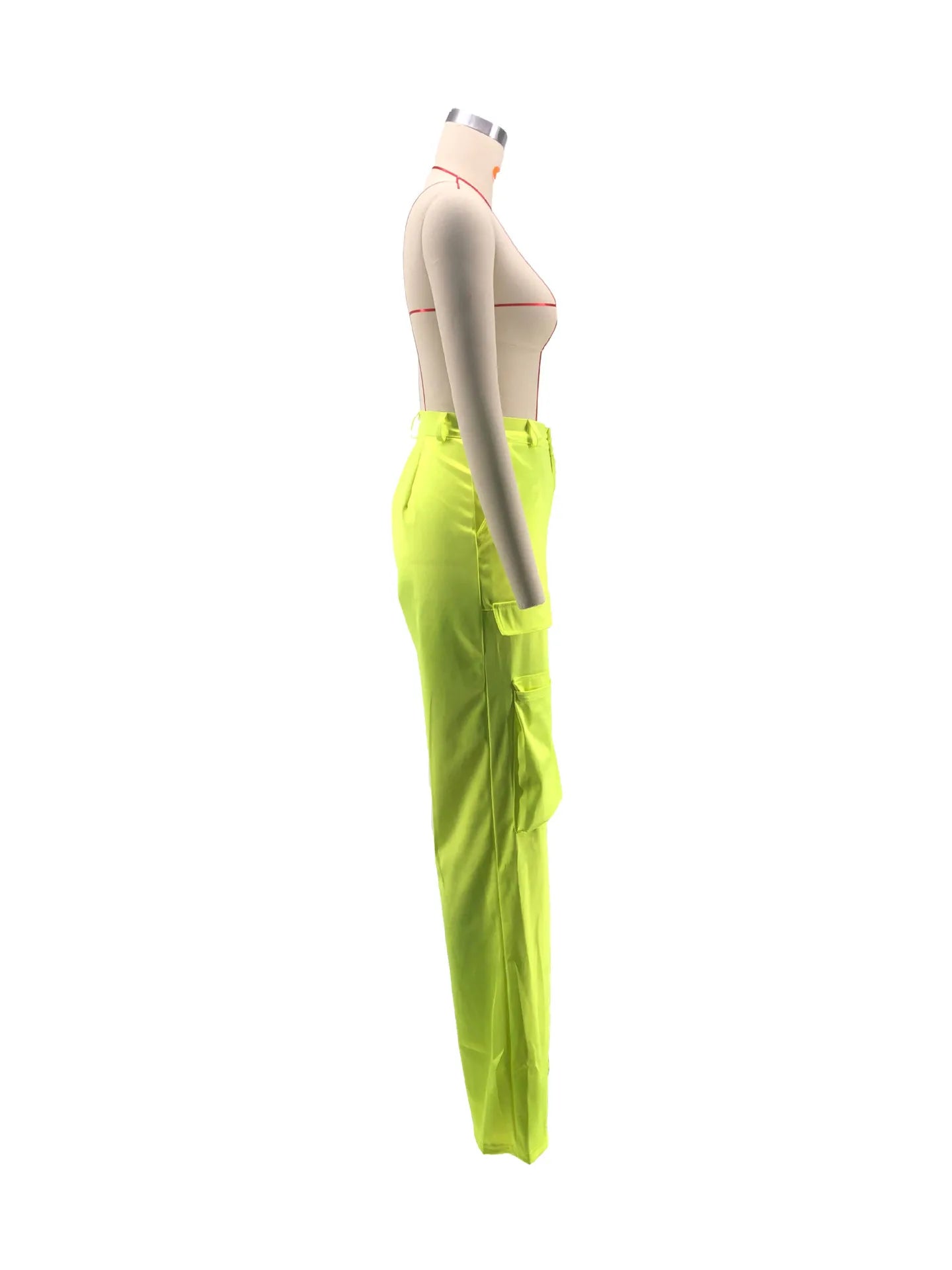 Women Pants Spring Summer Casual Satin Stretch High Waist Cargo Pants With Pocket Streetwear Solid Wide Leg Pants Flare Trouser