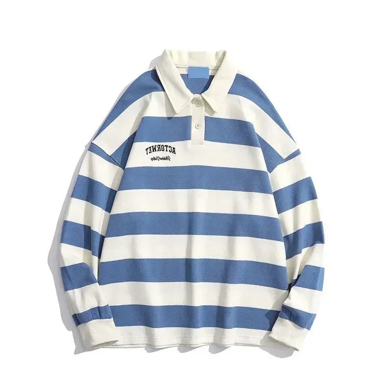 T Polo Shirts For Men Black Tops Oversize Male Clothes Big Size Embroidery Stripe Luxury Casual Full Sleeve High Brand Aesthetic