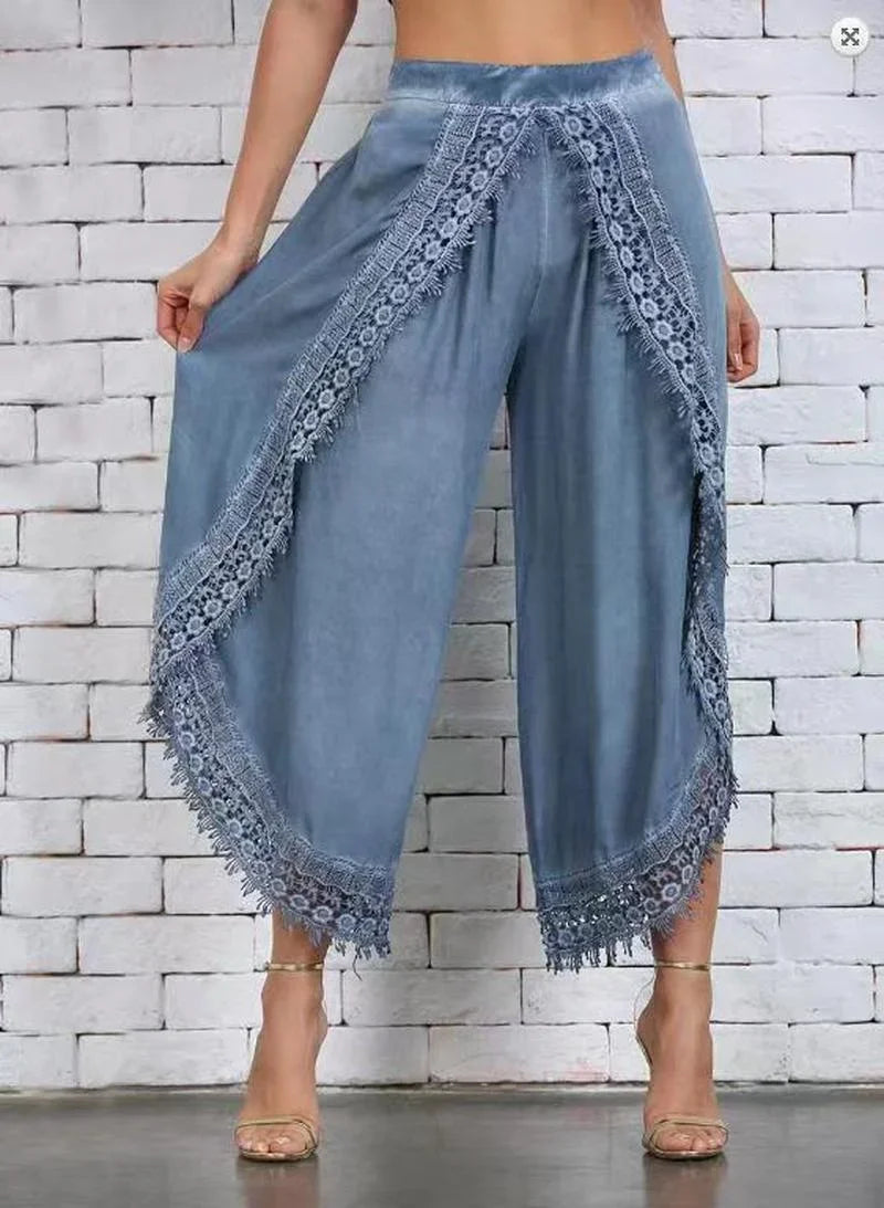 Women Fashion Pants Loose Harem Sports Long Pant Lace Beach Light women's clothing Summer Trousers