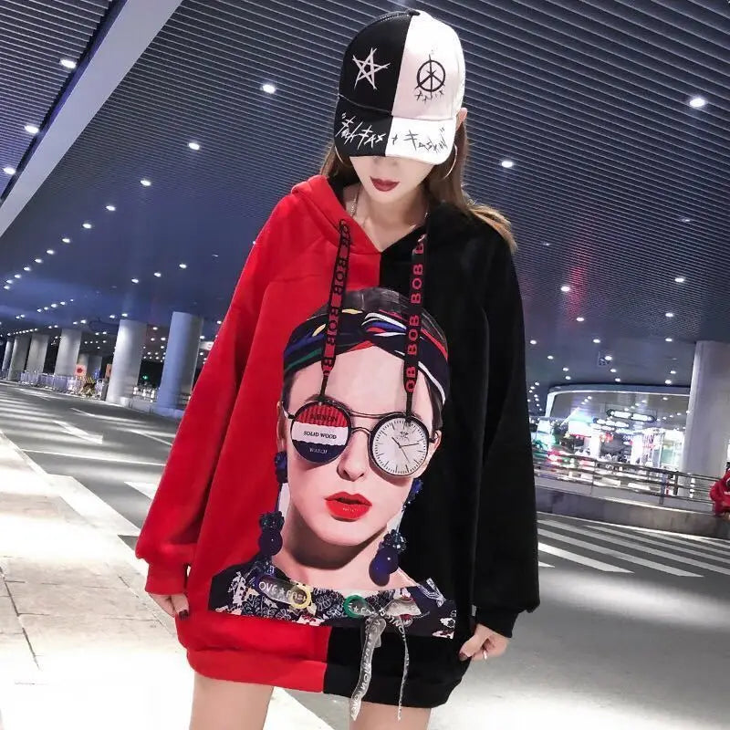 Hoodie Harajuku Style Hoodies for Women Tops Aesthetic Korean Fashion Vintage Graphic Women's Sweat-shirt Spring Autumn Crewneck