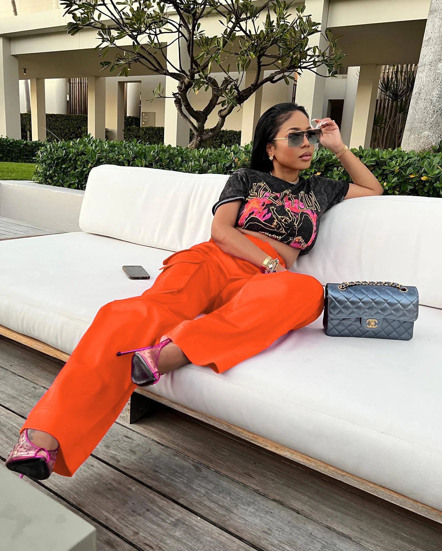Women Pants Spring Summer Casual Satin Stretch High Waist Cargo Pants With Pocket Streetwear Solid Wide Leg Pants Flare Trouser