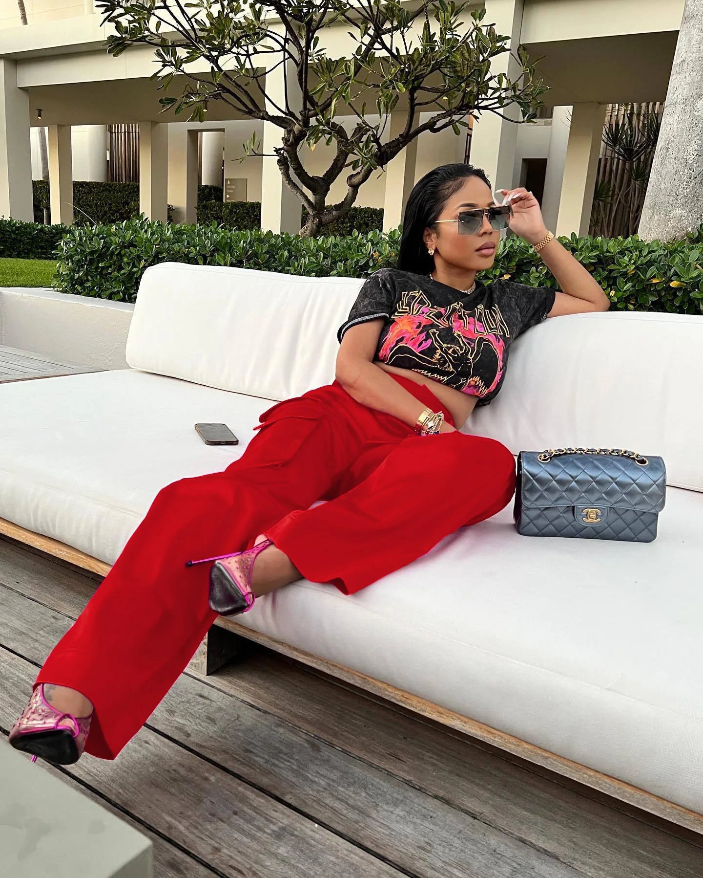 Women Pants Spring Summer Casual Satin Stretch High Waist Cargo Pants With Pocket Streetwear Solid Wide Leg Pants Flare Trouser