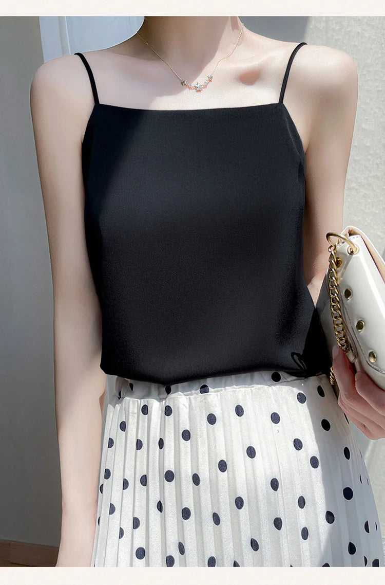 summer new base outside to wear a high-grade sense of solid color everything temperament elegant French sling female