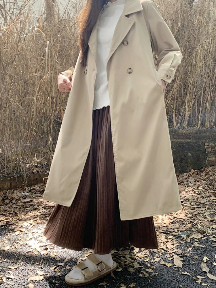 2025 Women's Coat Plus Size Mid-Length Jacket British Style Fashionable Temperament Spring Autumn Arrival Windbreaker Outerwear