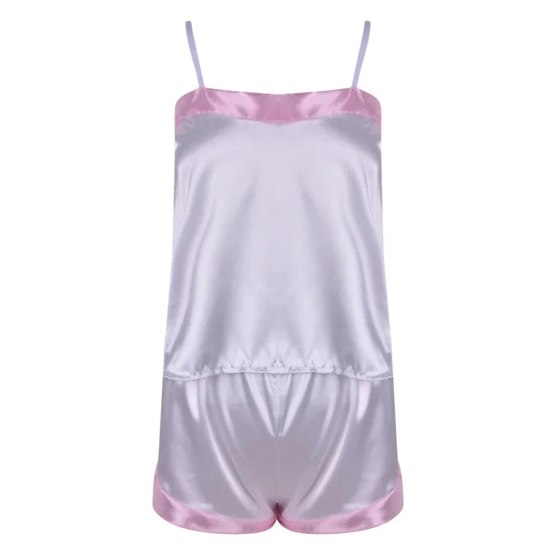 Lace Pijama Dot Print Women's Pajama Sets V-Neck Stretch Satin Sexy Lingerie Sleepwear Pajamas Home Wear Nightwear Clothing