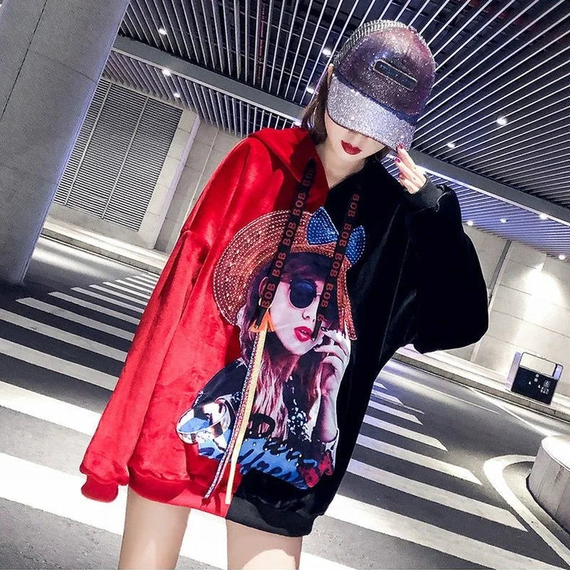 Hoodie Harajuku Style Hoodies for Women Tops Aesthetic Korean Fashion Vintage Graphic Women's Sweat-shirt Spring Autumn Crewneck