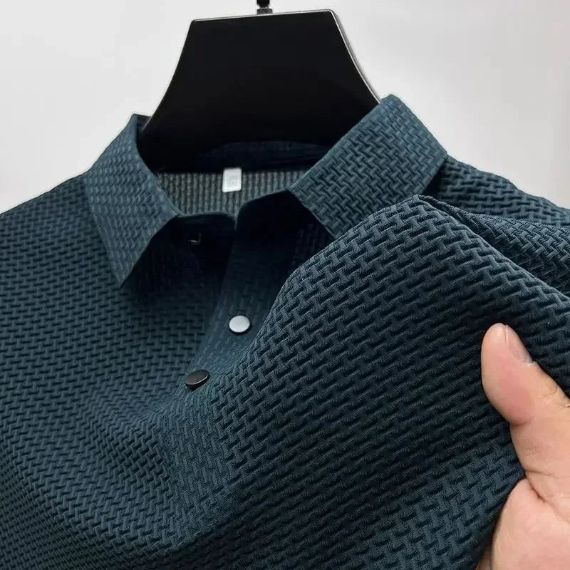 Summer Short Sleeve Polo Shirts Men Turn-Down Collar Anti-Wrinkle Solid Polos Tops Breathable Male Business Casual Tees Tshirts