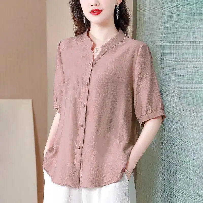 Summer 2025 Pure Cotton Shirt New Retro Top Loose New Breathable Top