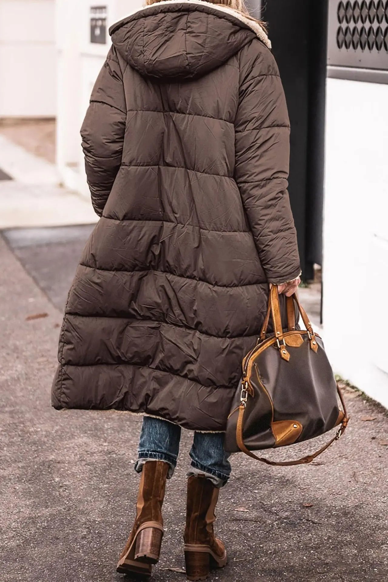 Fashion Women's Coat Winter Hooded Long Sleeve Long Warm Temperament Comfortable Casual Solid Color Ladies Coat