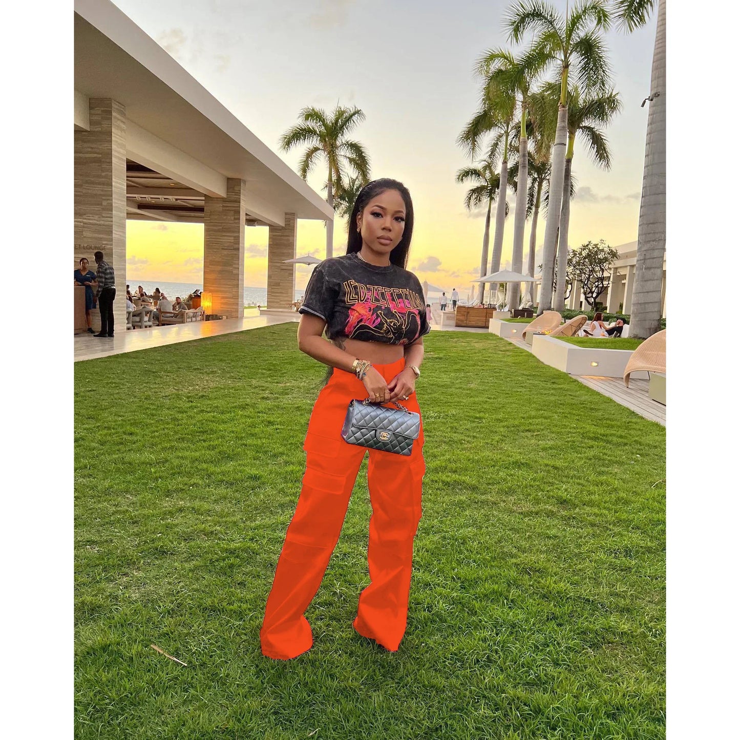 Women Pants Spring Summer Casual Satin Stretch High Waist Cargo Pants With Pocket Streetwear Solid Wide Leg Pants Flare Trouser