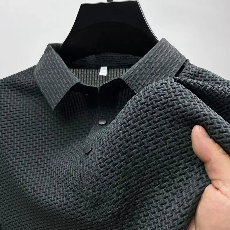 Summer Short Sleeve Polo Shirts Men Turn-Down Collar Anti-Wrinkle Solid Polos Tops Breathable Male Business Casual Tees Tshirts