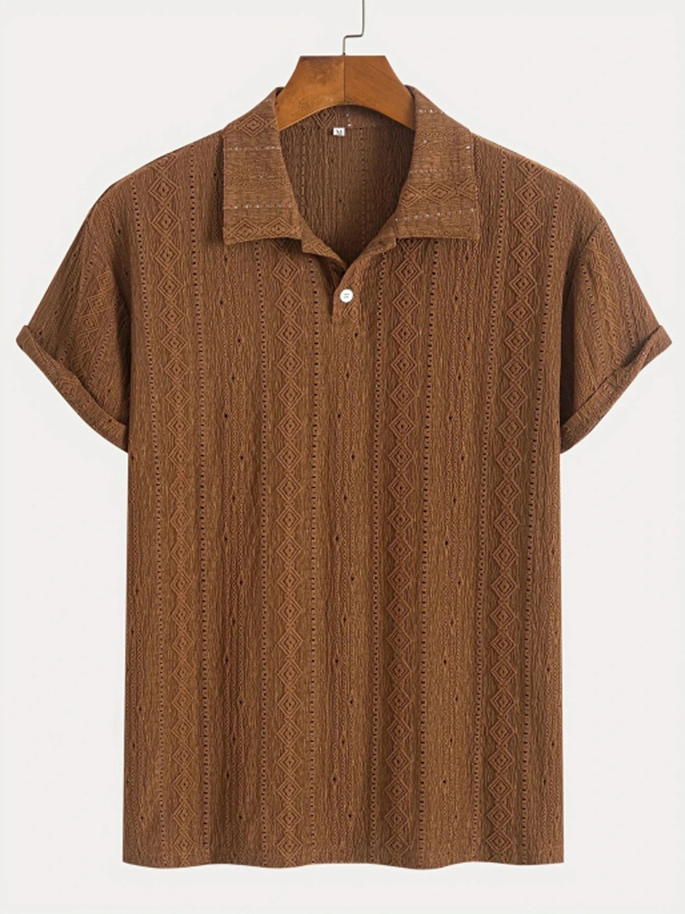 New Polo Shirts For Men Streetwear Solid Color Jacquard Textured Half Buttoned Short Sleeves T-shirt Men's Basic Tops