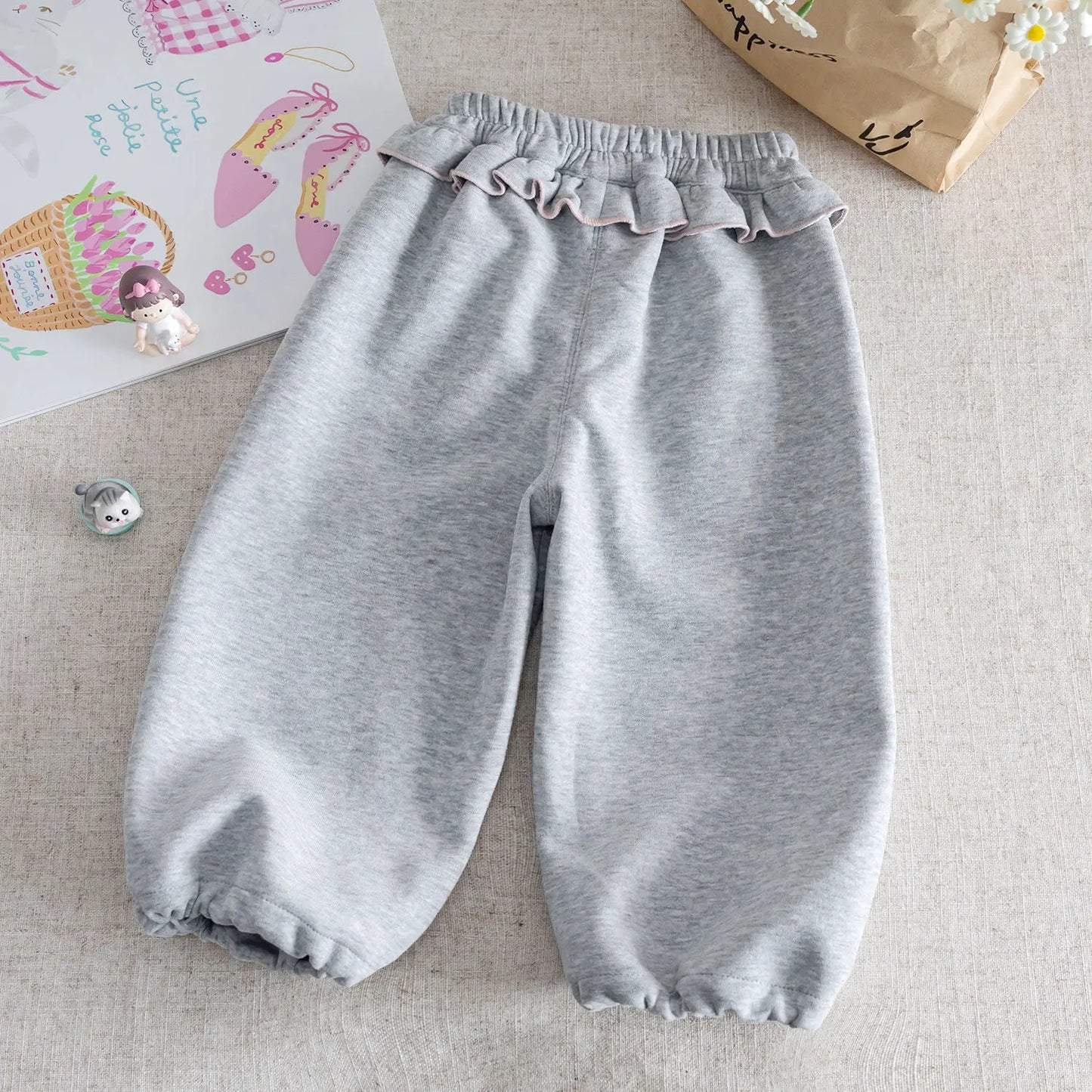 Girls Pants 2025 Spring Autumn Cartoon Trousers for Kids Embroidered Children Casual Loose Toddler Sporty Pants Baby Clothing