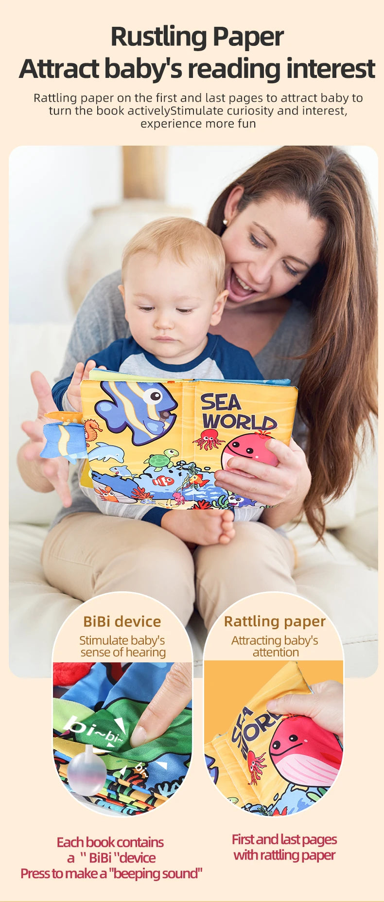 Baby Cloth Book 6 Pages 0-3 Year Old Early Education Parent-child Interaction Baby Toys For 0-3 Year Old Newborn Gifts
