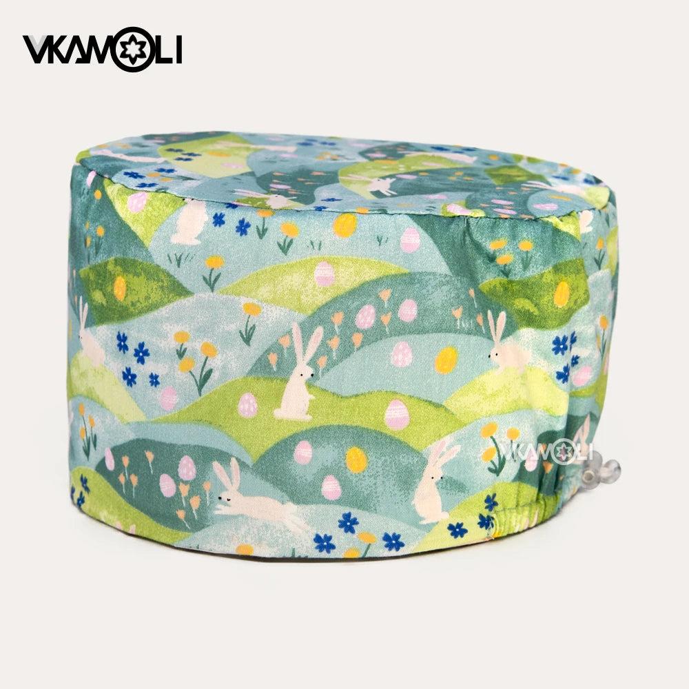 Surgical hats with various prints of rabbits dogs animals designed as hair care hats for doctors and nurses scrub hat