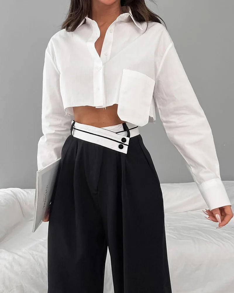 Women Pants Casual Wide Leg Pants for Women Black Suit Pants Office Lady Straight Pants High Waist Trousers Women Clothes Outfit