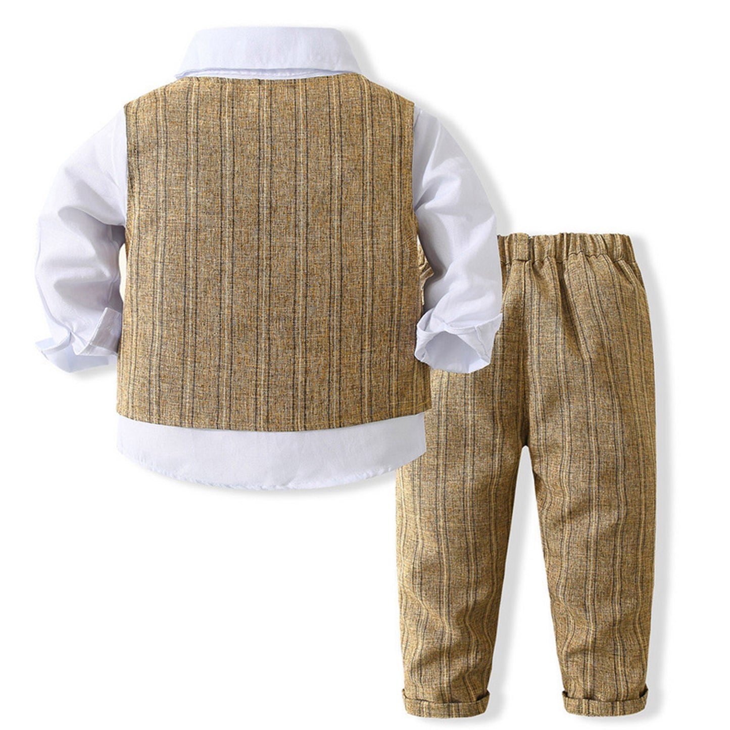 Boys Suits Gentleman Tuxedo Bow Tie Shirt Suit Vest Pants 4 Pcs Chic Toddler Baby Clothes Gentleman Outfit for Baptism Birthday
