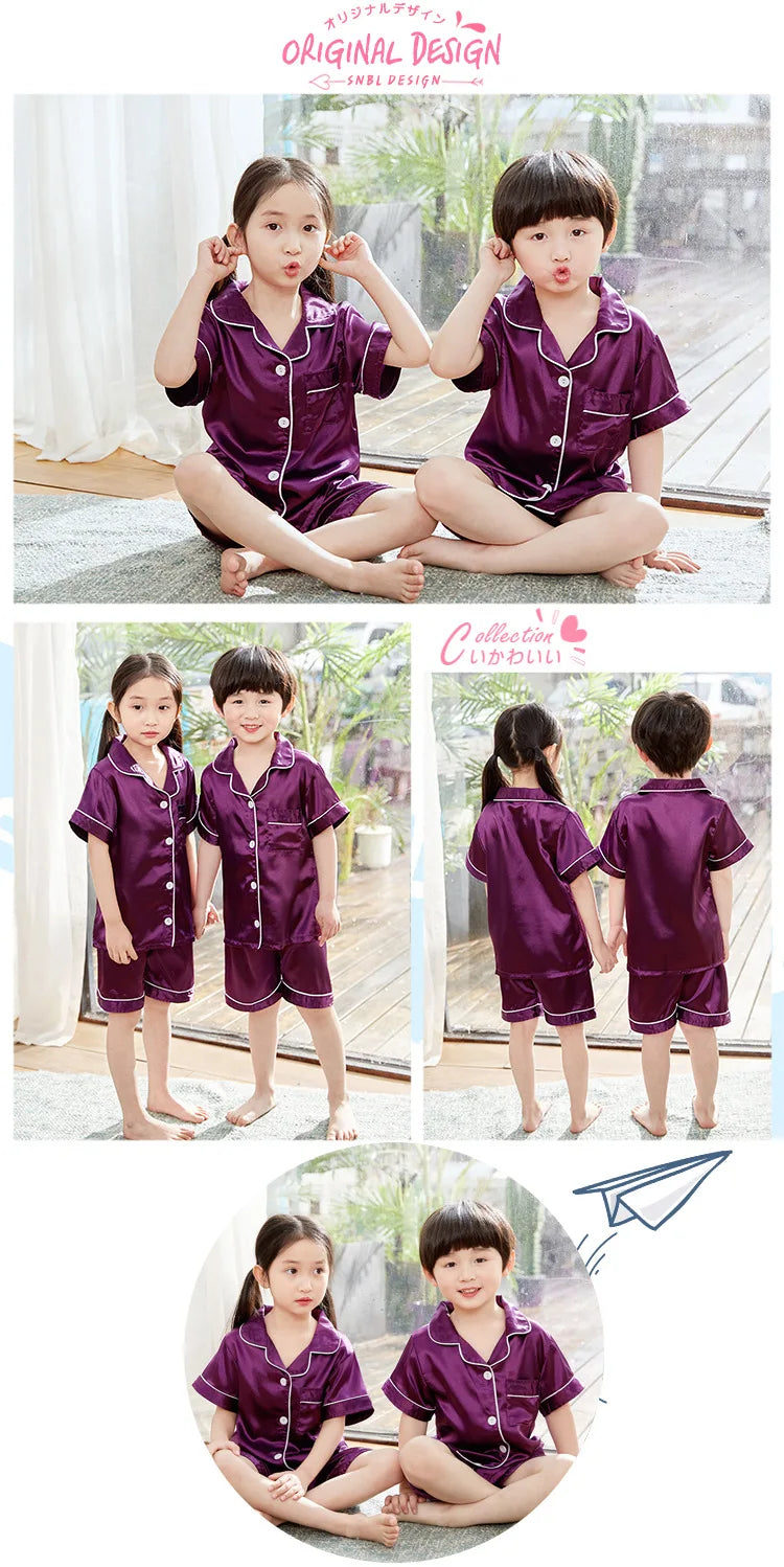 Pink Pajama Sets Short Sleeve T-Shirt Tops With Shorts Toddler Baby Sleeping Clothes Pijamas Sleepwear Boys Girls Kids Pyjamas