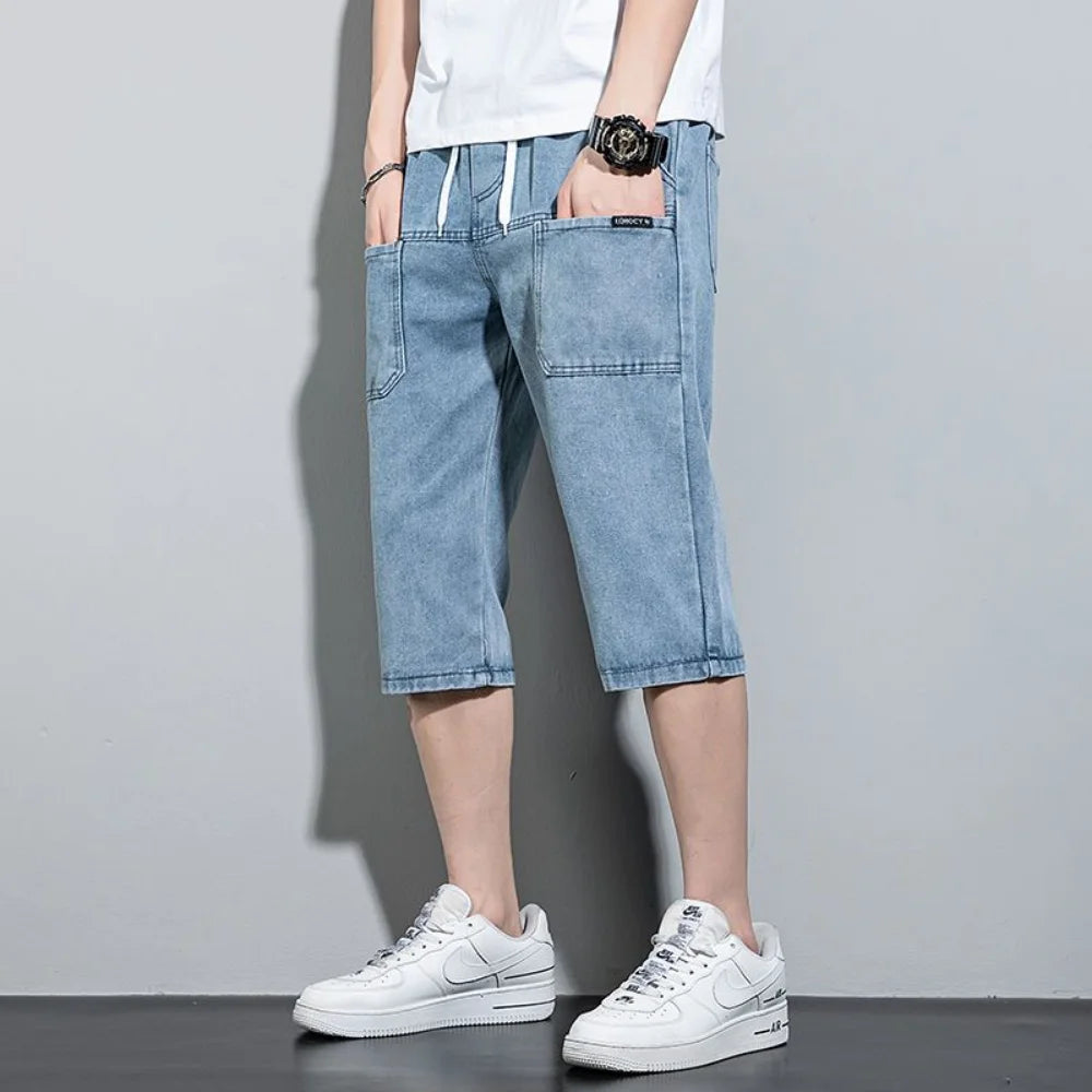new Mens Summer Denim Short Men Jeans Fashion Streetwear Hip Hop Long 3/4 Capri Cargo Shorts bermuda masculina ropa hombre