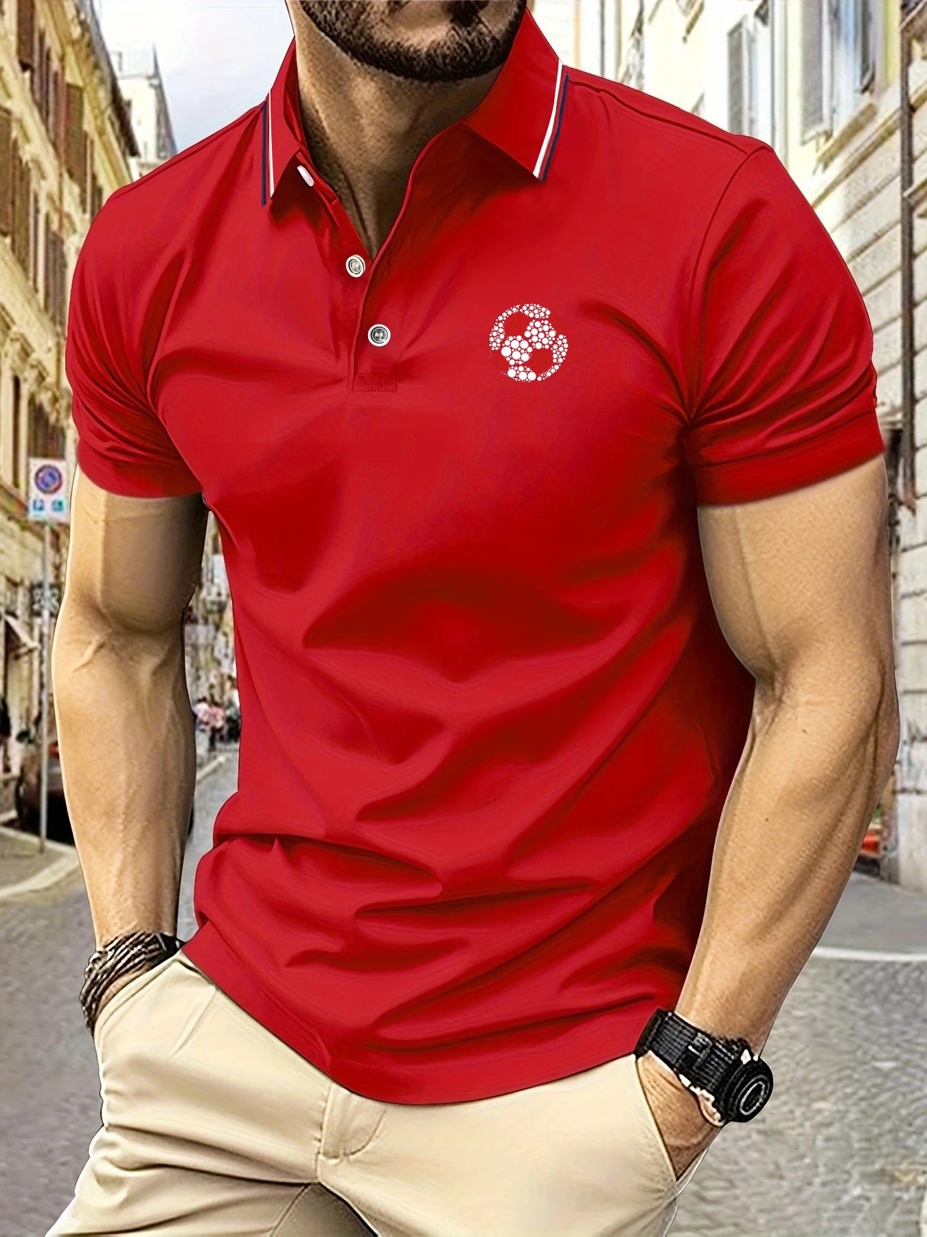 Golf Polo Shirts For Men Polka Dots Soccer Graphic Print Striped Collar Decor Short Sleeve Breathable Casual Daily Cool T-shirt