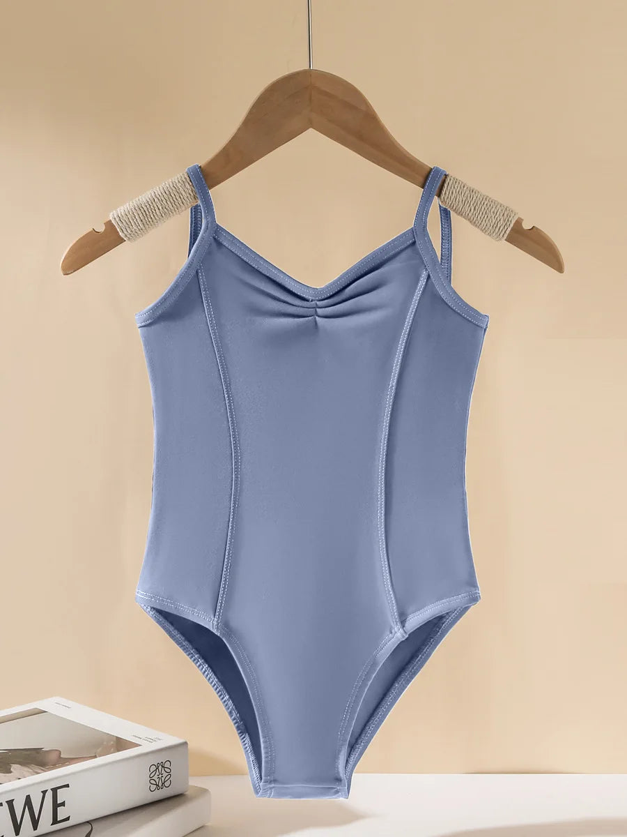 Girls' ballet dance clothes, girls' gymnastics clothes, girls' exercise clothes, V-back sling jumpsuits