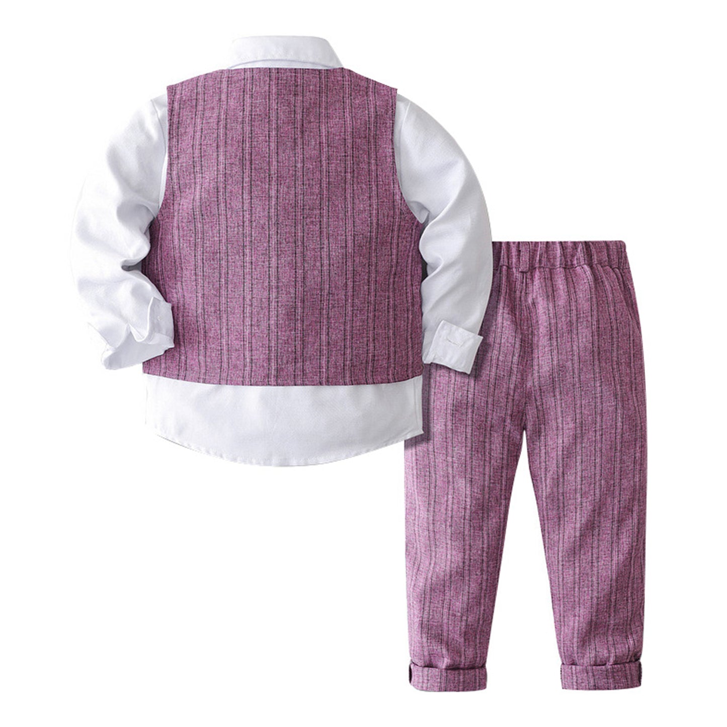 Boys Suits Gentleman Tuxedo Bow Tie Shirt Suit Vest Pants 4 Pcs Chic Toddler Baby Clothes Gentleman Outfit for Baptism Birthday