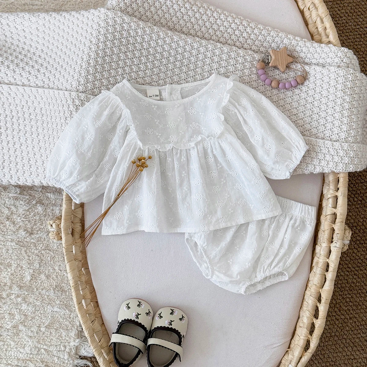 Summer Baby Clothing Sets Flower Embroidered T-shirts+Elasctic Triangle Shorts Kids Casual Clothes Suit 0-3Y