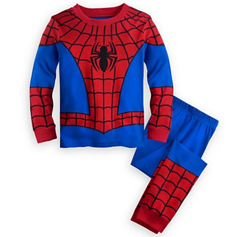 Children's Spiderman Pajama Set for Boys Cartoon Superhero Spider Cosplay Costume Long Sleeve Kids Sleepwear