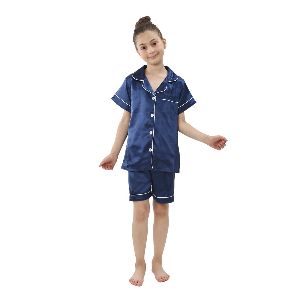 Pink Pajama Sets Short Sleeve T-Shirt Tops With Shorts Toddler Baby Sleeping Clothes Pijamas Sleepwear Boys Girls Kids Pyjamas