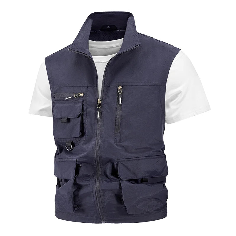 Jacket Hunting Camping Men's Work Vest Tactical Windbreaker Men Large Size Golf Sleeveless Fishing Waterproof Coat Summer Vest