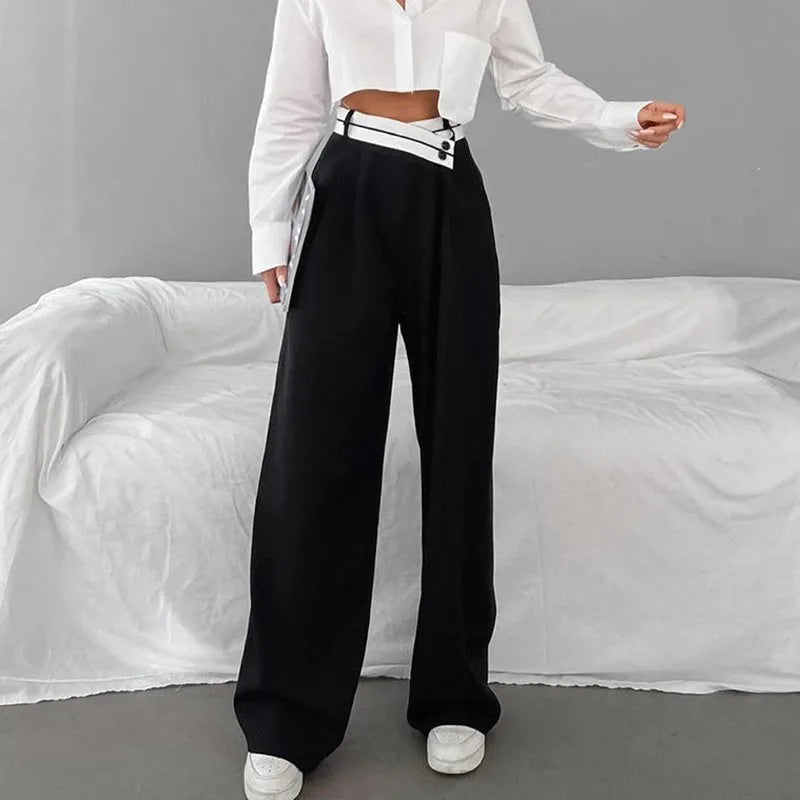 Women Pants Casual Wide Leg Pants for Women Black Suit Pants Office Lady Straight Pants High Waist Trousers Women Clothes Outfit