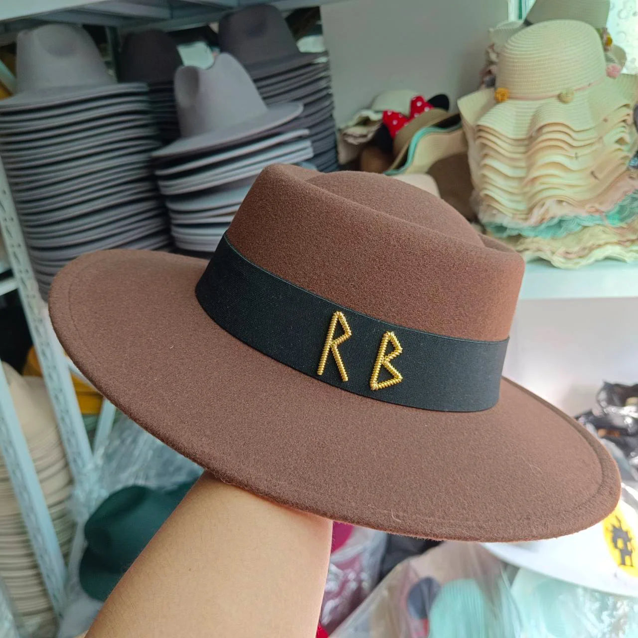 Fedora Flat Top Hat Autumn/Winter Hat RB British French Flat Top Hat Punk Jazz Hat Wide brimmed Hat Gorras 모자